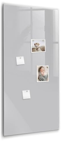 Glas-Magnettafel hochformat | Magnetisches Whiteboard Glas mit Neodym-Magneten | Schreibtafel vertikal für Büro & Homeoffice - 60x120cm Hellgraue Farbe