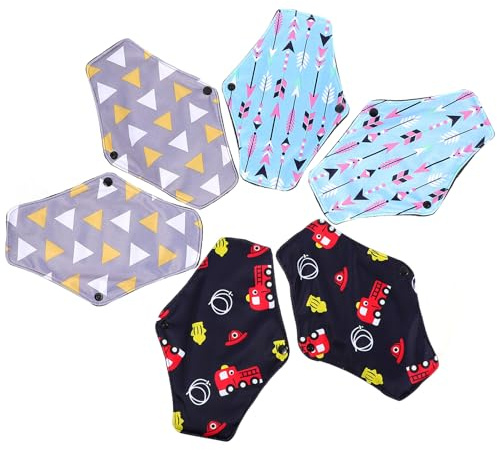 ELAYARD Compresas Reutilizables de Tela Superficie que Mantiene Seca y Diseño de Dos Broches, 6 Unidades Bolsa de Almacenamiento para Period Panties Color Aleatorio Estilo Aleatorio