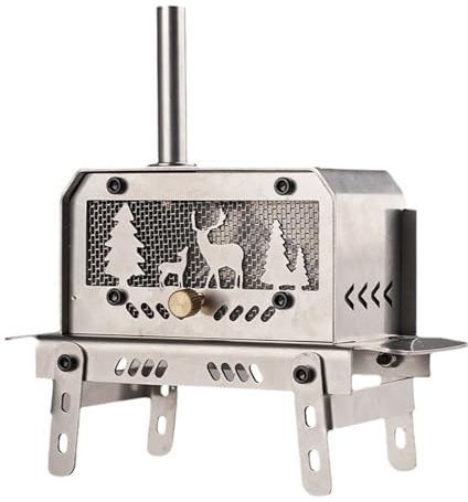 Poêle à bois portable : chauffage extérieur en acier inoxydable, cuisinière pliante pour feu de camp, cheminée compacte pour camping | Mini poêle de cuisine léger pour le camping, la randonnée, les