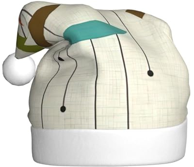 AYYQWE Gorro de Papá Noel con estampado moderno de mediados de siglo para hombres y mujeres, decoración de fiesta, Año Nuevo, festividades, celebraciones, gorro de Navidad