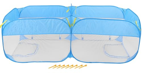 Lmrysalque Gallinero portátil, corral plegable para animales pequeños, valla para mascotas al aire libre para gallina, pato, conejo (Azul)