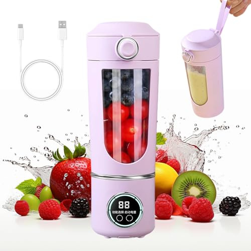 Mixeur portable de 700 ml - Petit extracteur de jus - Mixeur à smoothie à emporter avec affichage numérique - Rechargeable par USB - Presse-jus électrique portable - Mini blender pour smoothies