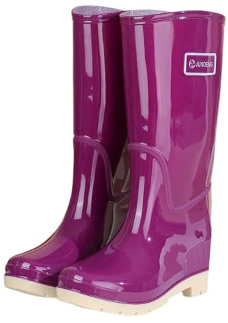 Botas de goma para mujer, suela de plataforma de PVC, botas de lluvia impermeables antideslizantes, botas de goma para senderismo, camping, uso diario, botas robustas para mujer
