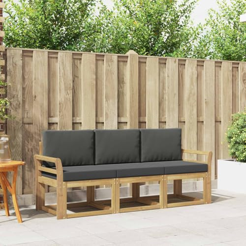 Ziaphsol Outdoor-Sofagarnitur 3-teilig aus massivem Akazienholz mit wetterbeständigem Finish, modularer Sitzgruppe für Terrasse und Garten, Flexible Couchgarnitur für entspannte Lounge-Abende