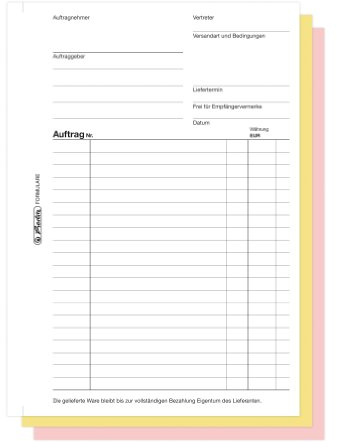 Herlitz 880534 Auftragsbuch A5 103 3x40 Blatt selbstdurchschreibend