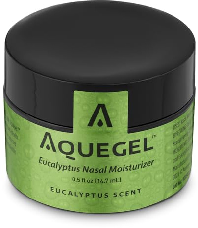 Aquegel Hidratante nasal + eucalipto (respira fácilmente), alivio de la sequedad nasal de 12 horas, gel nasal a base de agua, hidratante nasal de terapia de oxígeno, nariz seca, sequedad nasal
