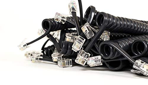 Wentronic - Cavo a spirale per cornetta del telefono 4P4C (2 connettori modulari RJ10), da 2 m, colore: nero