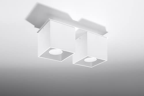 Licht-Erlebnisse Bauhaus Deckenleuchte (B10cm, L26cm, 2-flmg., Bauhaus, in Weiß, Rechteckiger Schirm) Küchenleuchte Innenlampe Flurlampe Deckenlampe