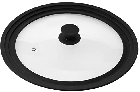 bremermann Couvercle en Verre Universel avec Bord en Silicone, 30/32/34 cm, Grande (Noir)