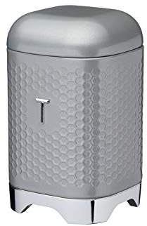 KitchenCraft Lovello teburk med lufttätt lock, strukturerad teförvaringslåda för lösa te och tepåsar, förvaringsburk, metallförvaringslåda, vit, metall, 11 x 11 x 19 cm, 1,5 l
