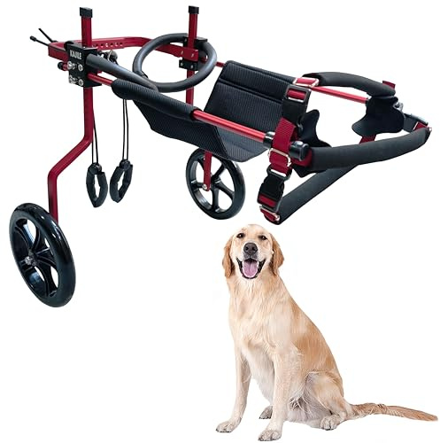 KAJILE Justerbar 2-hjuls hundvagn, XXL-2 storlek för rehabilitering av funktionshindrade Hund Bakben, passform Höjd 55-70cm, bredd 24-32cm, längd 35-45cm