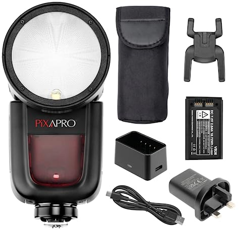 Pixapro 76w GIO1 5600x Studio Strobe Light Proffessional Photography Lighting LED Video Flash GODOX V1 Portable Battery Powered Light (Compatible with Olympus/Panasonic)