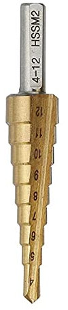 Stufenbohrer 4–12/4–20/4–32 mm HSS 6542 titanbeschichteter Stufenbohrer mit dreieckigem Schaft, geeignet zum Bohren von Aluminium, Blech, Edelstahl 304 (Farbe: 4, 12 mm)