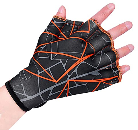 TINAYAUE Schwimmhandschuhe Wasserhandschuhe Wassertraining Schwimmausrüstung Entenschwimmhandschuhe Tauchausrüstung Fitness wasserdichte Trainingshandschuhe aus Nylon Erwachsenenmodell Outdoor