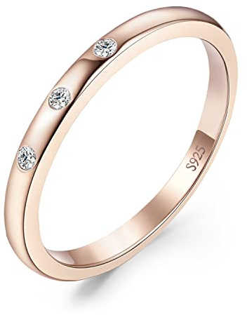 JewelryPalace 3 Ringe Zirkonia Silber 925 Ring Damen, Weißgold Rosegold Gelbgold Vergoldet Hochzeitsringe Trauringe Eheringe, Vorsteckring Bandring, Ringe Set, Frauen Schmuck mit Stein