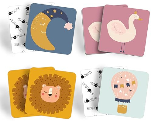 MEMO MEISTER Memo Spiel I Kinder 3-12 Jahre I Montessori Spielzeug, schult Konzentration + Merkfähigkeit I Kinderspielzeug mit 54 Karten/27 Paaren I extradicke Karten 4,5x4,5 cm I im Natur-Karton