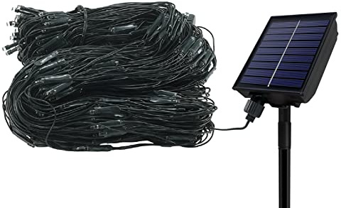 VA-Cerulean Solar Lichternetz,250 LEDs Warmweiß,3x2m,8 Modi LED Lichterkette mit Fernbedienung,Vorhang Lichtervorhang,Außen und Innen Lichterkettennetz Deko für Halloween,Weihnachten,Hochzeit