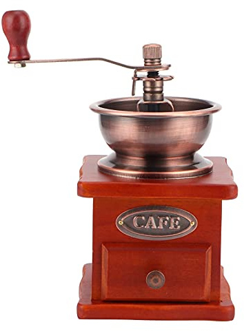 Tyenaza Molinillo de café Manual, Mini Molinillo de café con manivela Vintage Molinillo de café Manual Molinillo de café de Madera de Estilo Retro Molinillo de café Manual de Grano Giratorio