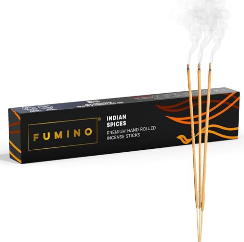 Fumino® Especias Indias Incienso Fresco Hecho a Mano 14 Varillas por Caja (15g) Fragancia de Humo Masala Agarbatti Joss para la Relajación, Meditación, Antiestrés - Decoración de Hogar
