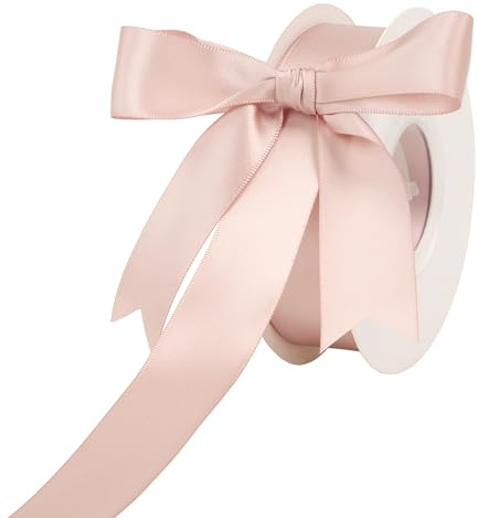 DINDOSAL Rose Gold Double Face Satin Ribbon 1 Inch x 25 Yards, Solid Color Satin Ribbon Roll for Gift Wrapping, Wedding Decorations, Bouquet, Hair Bows, Crafts, DIY, Party Favors, Christmas Tree Decor