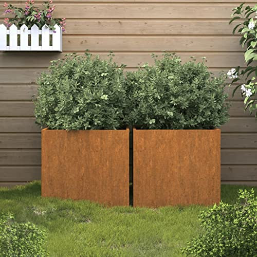 Chusui Jardinières 2 pcs Gris 49x47x46 cm Acier corten,Jardinières,Jardinieres Exterieur,Bac Jardiniere,Bac à Fleurs Extérieur,Jardinieres Balcon