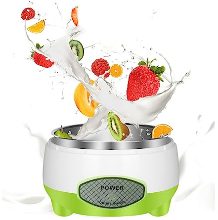 Joghurtmaschine, 15 W, Automatischer Digitaler Joghurtbereiter, DIy Joghurtbehälter, Joghurtbereiter, Edelstahlbehälter für Hausgemachten Bio Joghurt, Käse, Obstwein(EU)