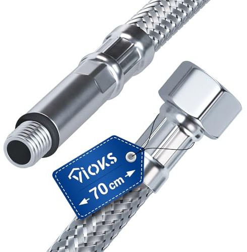 VIOKS Flexschlauch Armatur 3/8 Zoll ÜM x M10 x 70 cm Schlauch für Küchenarmatur & Wasseranschluss Verlängerung aus Edelstahl - Flexschlauch 3/8 Zoll, Wasserschlauch für Wasserhahn