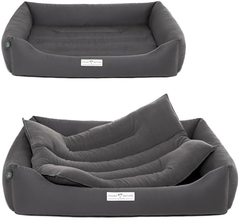 HOUND & NATURE | Öko Hundebett Luzern | Weich/Soft | Gr. XXL für Sehr Große Hunde - Kuscheliges, Flauschiges Hundebett Waschbar mit Wende - Liegekissen (XXL - 125x95 cm, Grau)