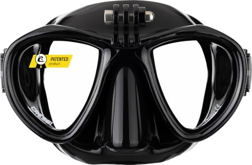 CRESSI Metis Action Cam Mask Black/Black - Maschera Subacquea Unisex di Volume Ridotto con Supporto Action Cam, Nero/Nero, Taglia Unica