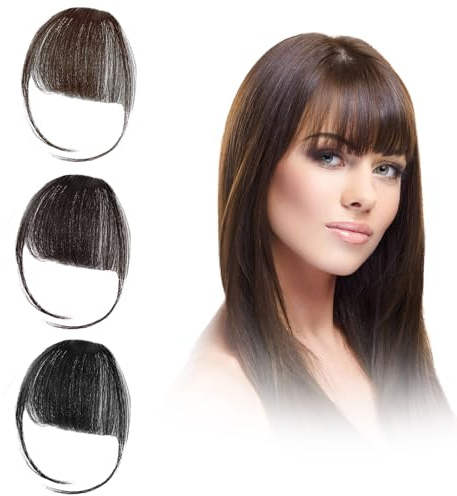 EUPSIIU 3 piezas Pinzas Para el Cabello con Flequillo Falso Flequillo Postizo Pelo Flequillo Postizo Pelo Corto Clip Grueso Flequillo Templo Extensión Flequillo Clip para Mujeres(3 piezas)