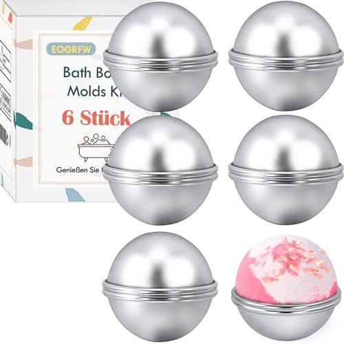 EOGRFW 6 Sets 12 Stück Bath Bomb Molds, Badebomben Formen Set, 6 Kugeln | Badebomben Selber Machen, Aluminium Badekugeln Formen, Seifenform Molds, DIY Gießformen für DIY Handgemachte Badekugeln & Sei