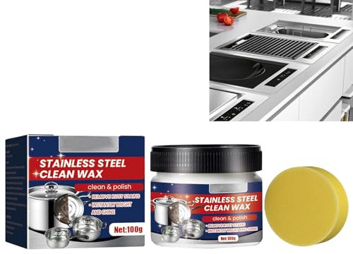 Stainless Steel Cleaning Paste & Cream - Powerful Cookware Derusting & All Metal Polish with Sponge,Powerful Cookware Derusting Cleaning Paste,All-Purpose Metal Polish Kit