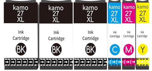 kamo 27 XL Patronen Kompatibel mit Epson 27 27XL Tintenpatronen (6er-Pack), für Workforce WF-3620 WF-3640 WF-7110 WF-7210 WF-7620 WF-7710 WF-7715 WF-7720
