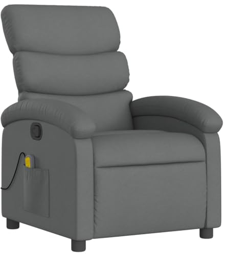 KOIECETA Massagesessel Sessel Verstellbare Rückenlehne Fernsehsessel Relaxsessel mit Vibrationsfunktion Liegesessel Polstersessel Ruhesessel (Dunkelgrau)
