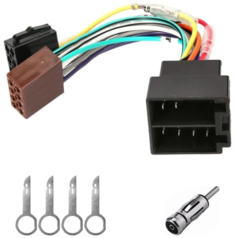 UYUYong Kabelbaum Adapter Konverter Radio Adapter Stecker Universal Radioadapter + Antennenadapter + 4 Stück Entriegelungsbügel für Standard Auto Stecker, Radio Adapter Stecker