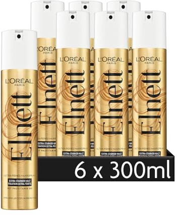 L'Oréal Paris Elnett Ultra-Feines Haarspray, Styling Spray mit Provitamin B5, Zum Stylen und Fixieren der Frisur, Extra starker Halt, Leichtes Ausbürsten, Ohne Silikone, 6 x 300ml