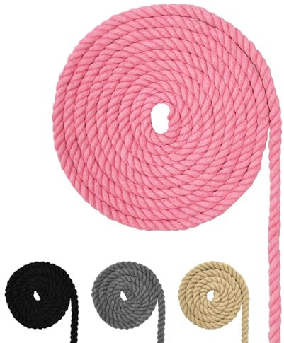 Cordón de algodón, cuerda de hilo de macramé, muchos tamaños, cuerda de algodón para manualidades, regalos (rosa, 10 mm (10 m)