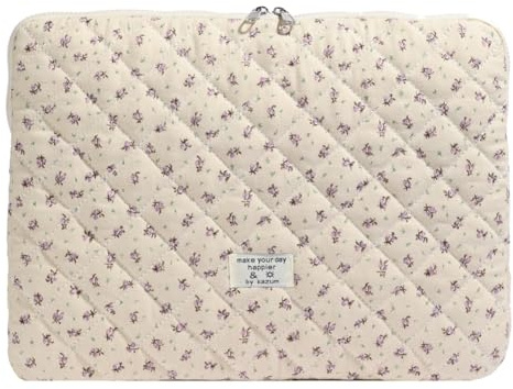 CHAMAIR Housse bouffante pour ordinateur portable 15 - Jolie housse matelassée à motif floral pour ordinateur portable 14 15 (violet, 15)