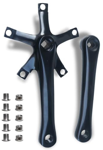 HZXQCVB 130BCD Vierkantloch Kurbelarm-Satz 165mm Links Und Rechts Rennrad Kurbelarm Aluminium-Legierung Faltrad-Kurbel Kompatibel Mit Einfachem Kettenblatt(Black)