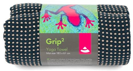 Bodhi Grip² Yoga Handtuch | Yogatuch mit Anti-Rutsch-Noppen | Rutschfestes Mikrofasertuch | Hot Yoga Towel | Antibakterielles Trainingshandtuch | Yogamattenauflage