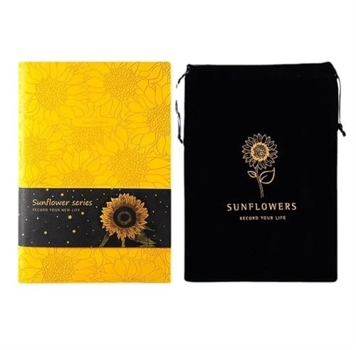 Softcover-NotizbüCher A5 Verdickter Sonnenblumen-Einband Notizblock Leder Weiche Oberfläche Einfaches Studenten-Handkonto-Notizbuch Business Office Meeting Supplies NotizbüCher A5 Softcover(Yellow)