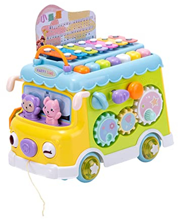 BESTonZON Jouet Musical pour Bébé de Bus Xylophone en Plastique Robuste, Jouet Interactif pour Éveil et Jeu Parent-garçon et Filles