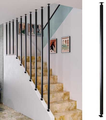 Metall-Treppenspindeln, längenverstellbar, ideal für ebene und schräge Treppen, Stil B (210,1 cm)