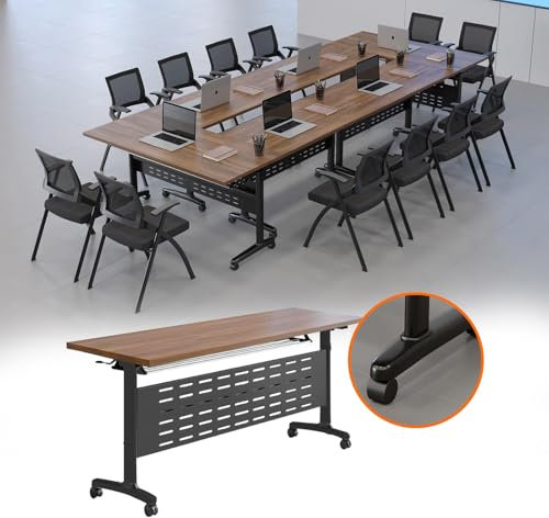 CGHAZLJ Klappbare Konferenzraumtische, Mobile Flip-Top-Schulungstische mit Rädern und Ablagefläche, Moderne 25 mm Holztischplatte für Büro, Besprechungsraum, Klassenzimmer