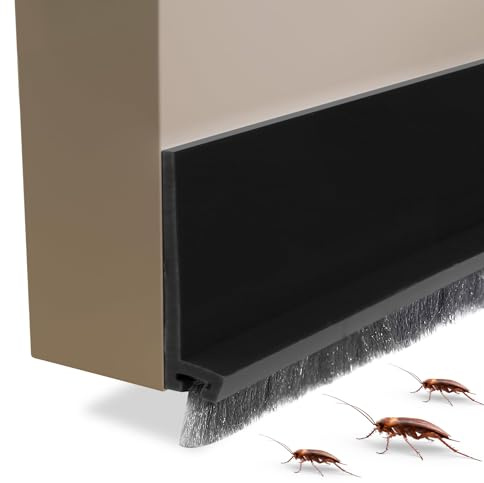 Door Draught Excluder with Brush, Protection from Sound Cold, 200 cm Black | 2 Pack 39 x 2 Draft Stopper Blocker, Self-Adhesive Stripping, Brush Seal for Water Insects Hot Air Gap Insulation
