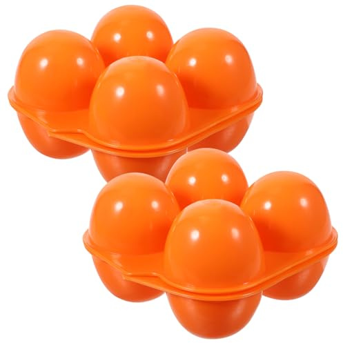 Eieraufbewahrungsbox 2 Stück aus Kunststoff, Orange, Wasserfest | 4 Fächer, Wiederverwendbar, Platzsparendes Design, für Küche und Kühlschranklagerung