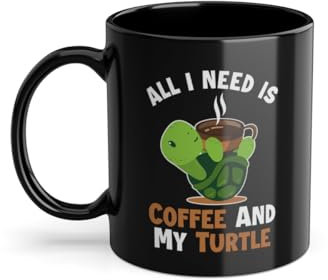 Coffee and my Turtle 03866W - Taza de café, diseño de tortuga, tortuga gigante, color negro