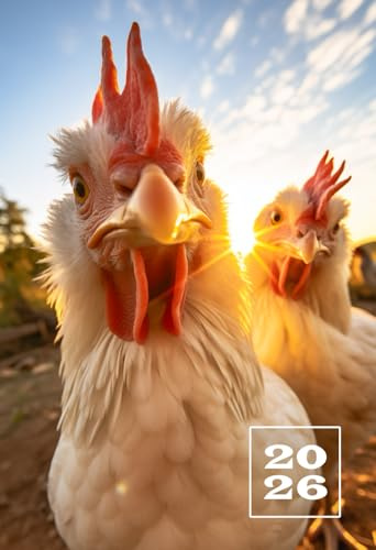 2026: A6 Terminkalender für Hühnerliebhaber | 1 Woche auf 2 Seiten Wochenplaner | Mini Buchkalender mit Datum | Einfach, Klein & Kompakt | Lustiges Motiv – Huhn