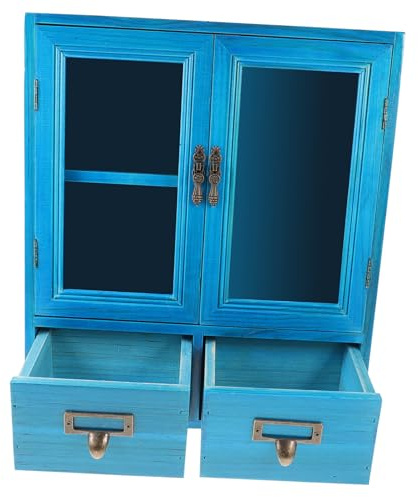MOLUCKFU Vintage Wandschrank Holz mit Doppeltüren Aufbewahrungsschrank für Schlafzimmer und Küche Rustikales Holzschrankmöbel