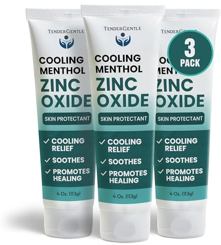 Menthol and Zinc Oxide Cream Paste - 3 Pack - 4 oz of Skin Protectant for Healing and Discomfort - Kid and Adult Barrier Cream for Incontinence, Minor Burns, Scrapes, Itching, and More